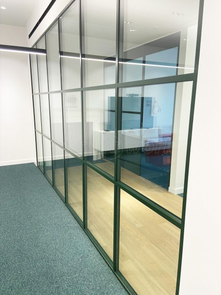 A.S.K Partners Limited (Harley Street, London): Double Glazed T-Bar Office Partitions Using Metal Bottle Green Trackwork