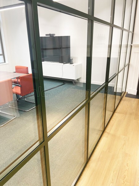 A.S.K Partners Limited (Harley Street, London): Double Glazed T-Bar Office Partitions Using Metal Bottle Green Trackwork