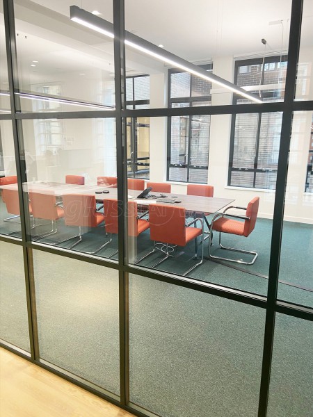 A.S.K Partners Limited (Harley Street, London): Double Glazed T-Bar Office Partitions Using Metal Bottle Green Trackwork