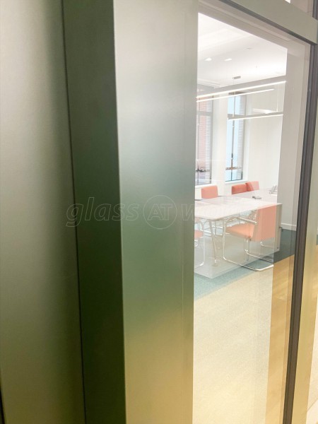 A.S.K Partners Limited (Harley Street, London): Double Glazed T-Bar Office Partitions Using Metal Bottle Green Trackwork