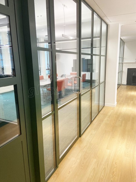 A.S.K Partners Limited (Harley Street, London): Double Glazed T-Bar Office Partitions Using Metal Bottle Green Trackwork