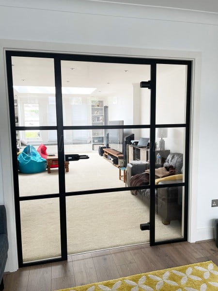 Domestic Project (Greenford, London): T-bar Heritage Style Metal and Glass Door With Side Panels