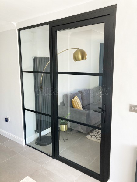 Residential Project (Barry, Vale of Glamorgan, Wales): Heritage Black Framed Glass Door and Side Panel