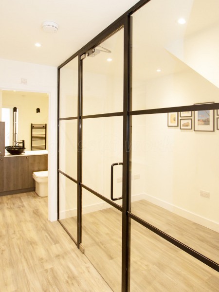 Symonds Newey (Leamington Spa, Warwickshire): T-Bar Slimline Heritage Style Black Banded Glazed Partition Wall