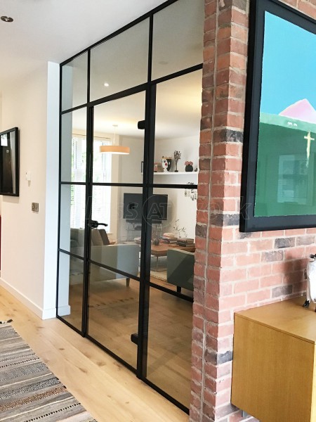 Domestic Project (Preston, Lancashire): Industrial-Style T-Bar Glass Wall and Door With Black Frame