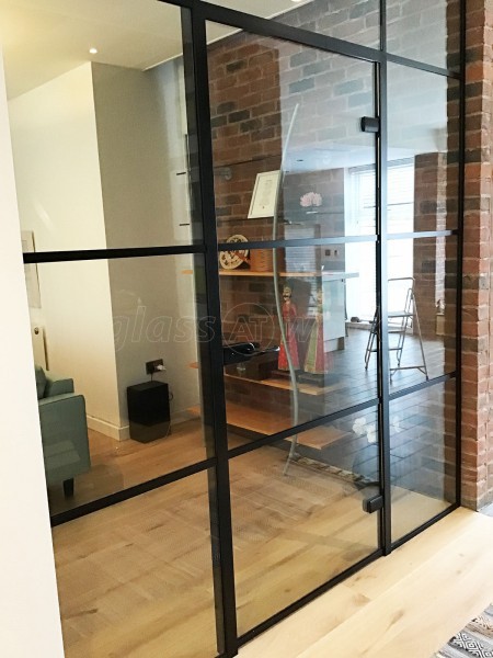 Domestic Project (Preston, Lancashire): Industrial-Style T-Bar Glass Wall and Door With Black Frame