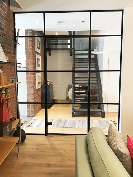 Domestic Project (Preston, Lancashire): Industrial-Style T-Bar Glass Wall and Door With Black Frame