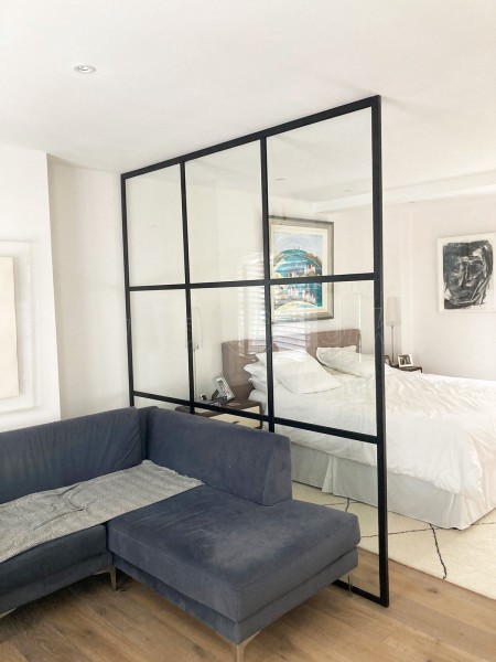 Domestic Project (Ladbroke Grove, London): T-Bar Metal Framed Glass Room Divider