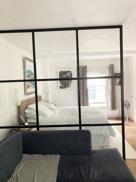 Domestic Project (Ladbroke Grove, London): T-Bar Metal Framed Glass Room Divider