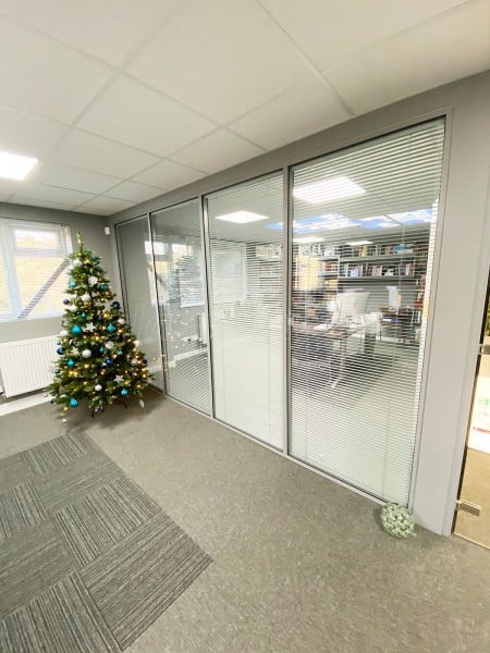 Cooper and Kelling Builders (Halstead, Essex): Glass Office Wall With Built-in Venetian Blinds.