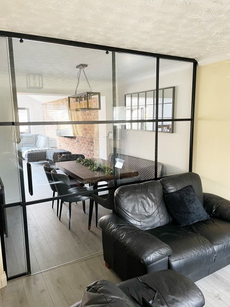 Domestic Project (Chester Le Street, County Durham): Glass Sliding Door Partition Wall With Black Metal Frame
