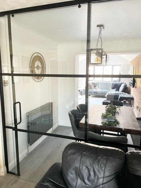 Domestic Project (Chester Le Street, County Durham): Glass Sliding Door Partition Wall With Black Metal Frame