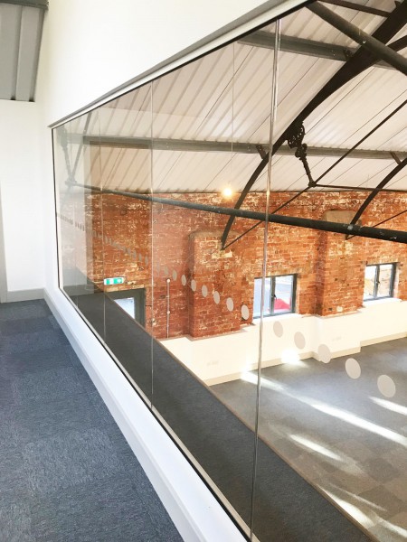 Colburn Developments (Stroud, Gloucestershire): Inline Single Glazed Acoustic Glass Partition on a Mezzanine