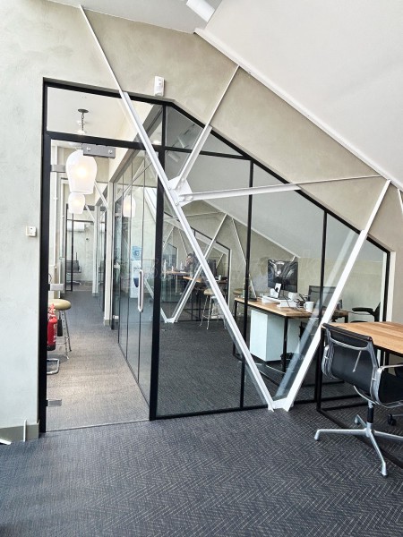 Cox Workshops (Tottenham, London): Paneled Acoustic Glass Office Partition Fitout