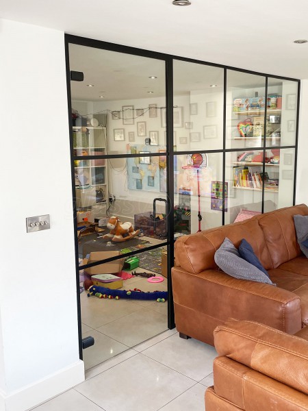 Domestic Project (Goostrey, Cheshire): T-Bar Aluminium Black Framed Glass Wall and Door