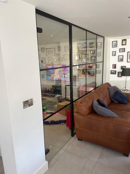 Domestic Project (Goostrey, Cheshire): T-Bar Aluminium Black Framed Glass Wall and Door