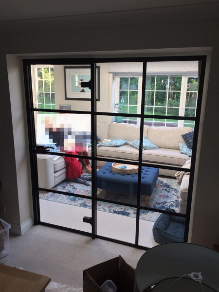 Domestic Project (Haslemere, Surrey): T-Bar Black Framed Glass Door and Side Panel