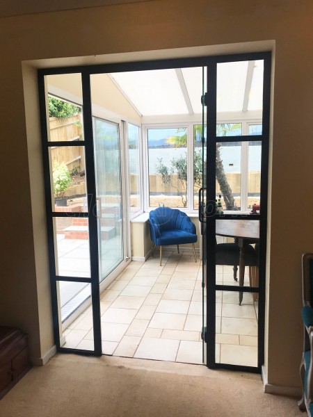 Domestic Project (Henley on Thames, Berkshire): T-Bar Black Framed Glass Door and Internal Window