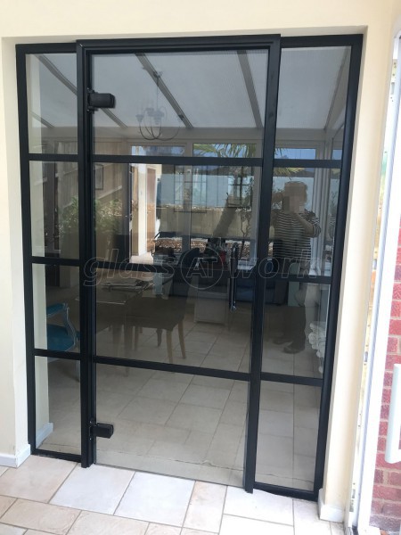 Domestic Project (Henley on Thames, Berkshire): T-Bar Black Framed Glass Door and Internal Window