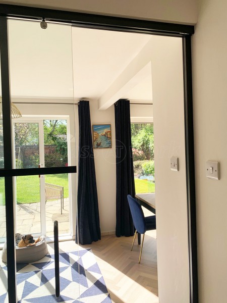 Residential Project (Allestree, Derbyshire): Industrial Effect Glass Sliding Door And Room Divider