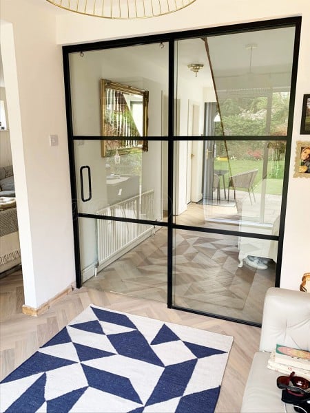 Residential Project (Allestree, Derbyshire): Industrial Effect Glass Sliding Door And Room Divider