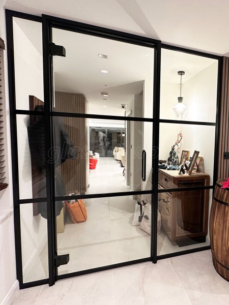 Domestic Project (Kingston upon Thames, Surrey): T-Bar Black Framed Glass Door and Side Panels