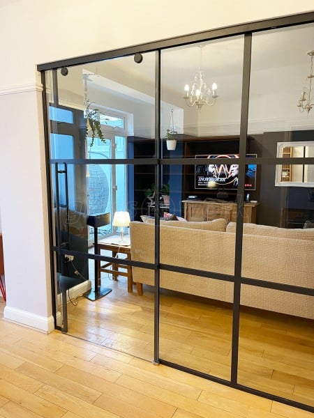 Residential Project (South Croydon, Surrey): Heritage-Style Industrial Sliding Door Screen With Black Frame