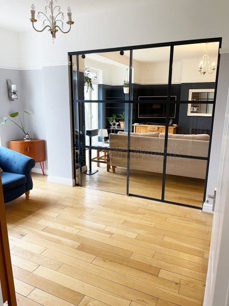 Residential Project (South Croydon, Surrey): Heritage-Style Industrial Sliding Door Screen With Black Frame