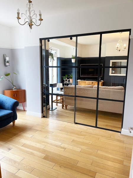 Residential Project (South Croydon, Surrey): Heritage-Style Industrial Sliding Door Screen With Black Frame