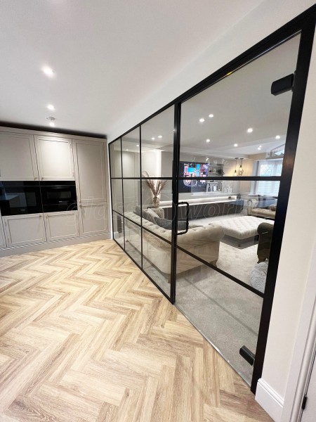 Domestic Project (Leeds, West Yorkshire): T-Bar Aluminium Black Framed Glass Wall and Door