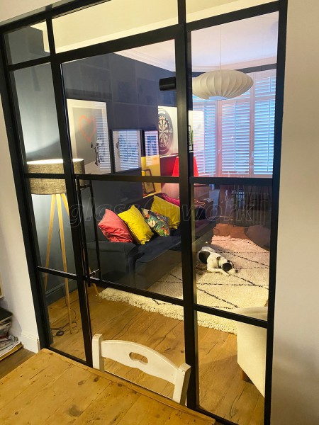 Residential Project (Hanwell, London): Heritage Black Metal Framed Glass Door Partition For Snug