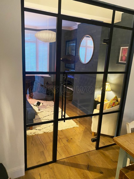 Residential Project (Hanwell, London): Heritage Black Metal Framed Glass Door Partition For Snug