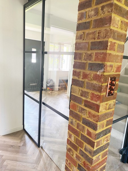 Residential Project (Woking, Surrey): Black Framed Glass Wall and Sliding Door, Plus A Standalone Glass Door