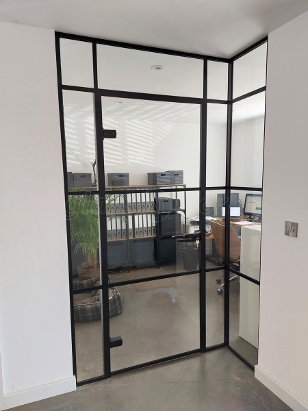 Domestic Project (Henley-in-Arden, Warwickshire): T-Bar Home Office Black Framed Glass Partition and Door