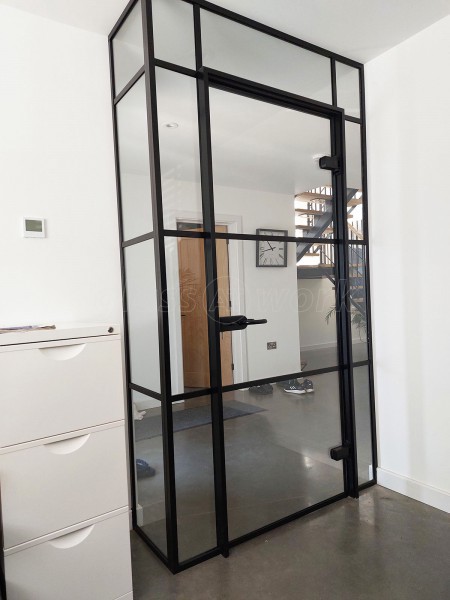 Domestic Project (Henley-in-Arden, Warwickshire): T-Bar Home Office Black Framed Glass Partition and Door