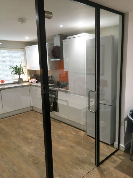 Domestic Project (Norwich, Norfolk): Glass Wall and Door With Black Metal Frame