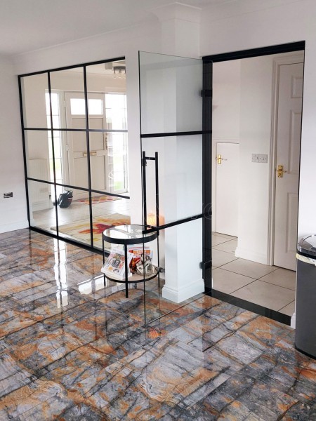 Residential Project (Boston, Lincolnshire): T-Bar Interior Black Metal Framed Glass Walls and Doors