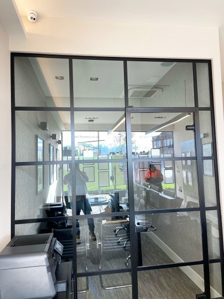 Pyramid Carpentry & Construction Ltd (Southgate, London): T-Bar Industrial Look Acoustic Glass and Door With Black Frame