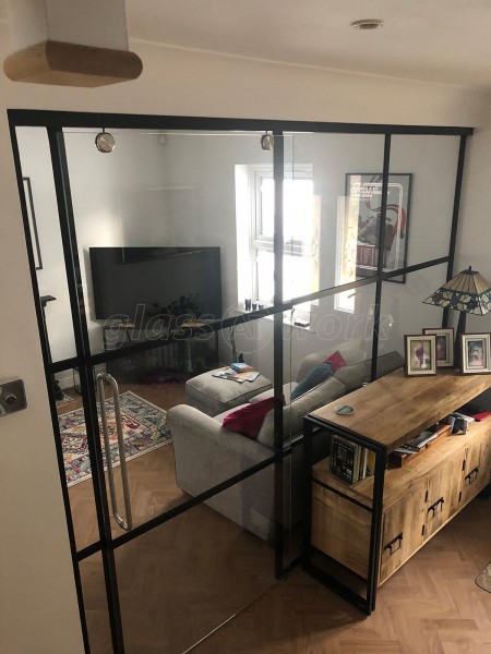 Domestic Project (Ware, Hertfordshire): T-Bar Black Framed Glass Sliding Door Partition