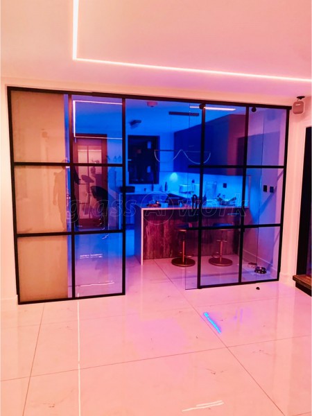 Domestic Project (Chigwell, Essex): Toughened Glass T-Bar Sliding Door Partition