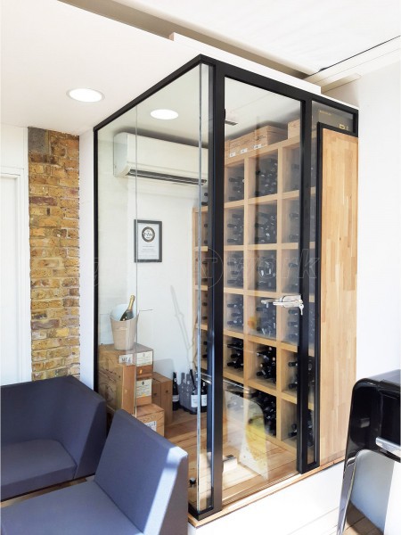 Wine Room (South Bank, London): Made-to-Measure Glass Corner Wine Room [Wine Cellar] Using Toughened Safety Glass