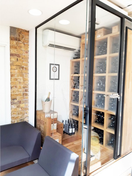 Wine Room (South Bank, London): Made-to-Measure Glass Corner Wine Room [Wine Cellar] Using Toughened Safety Glass