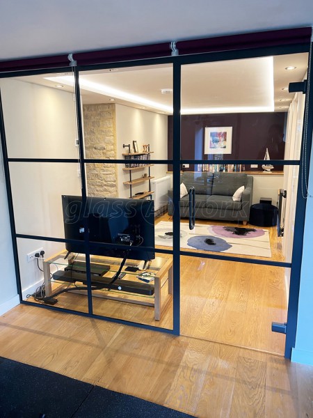 Domestic Project (Stroud, Gloucestershire): T-Bar Black Framed Room Divider With Door