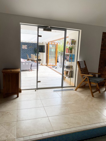 Residential Project (Preston, Lancashire): Toughened Glass Wall and Glazed Door With Satin Stainless Steel Pull Handles