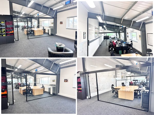 Agribale (Peterborough, Cambridgeshire): Acoustic Glass Office Partitions into Pitched Roof