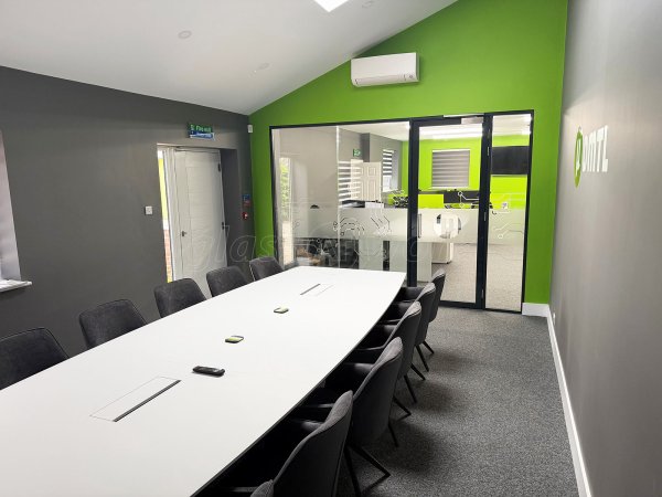Distributed Micro Technology (Sandhurst, Berkshire): Double Glazed Acoustic Glass Partition With Anthracite Grey Trackwork