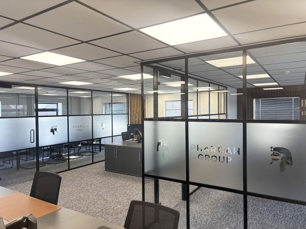Pharoah Fencing (Chelmsford, Essex): T-Bar Aluminium Banded Glass Partitioning