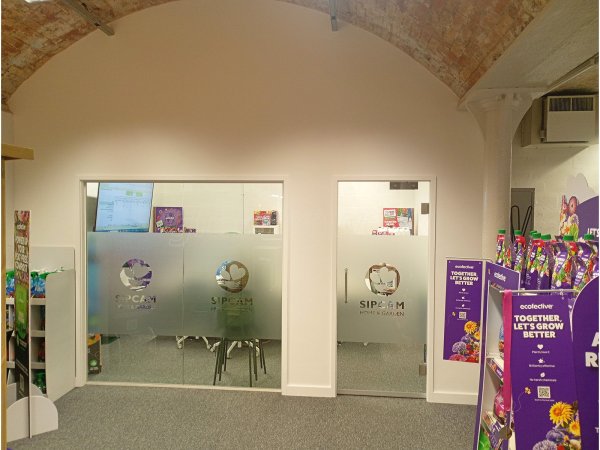 Sipcam UK (Derby, Derbyshire): Glass Partitions Under Vaulted Ceiling