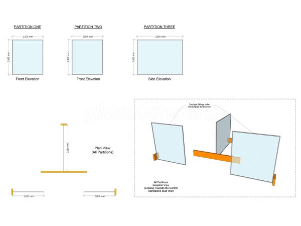 Golden Key Property Ltd (Leamington Spa, Warwickshire): Inline Single Glazed Toughened Glass Partitions