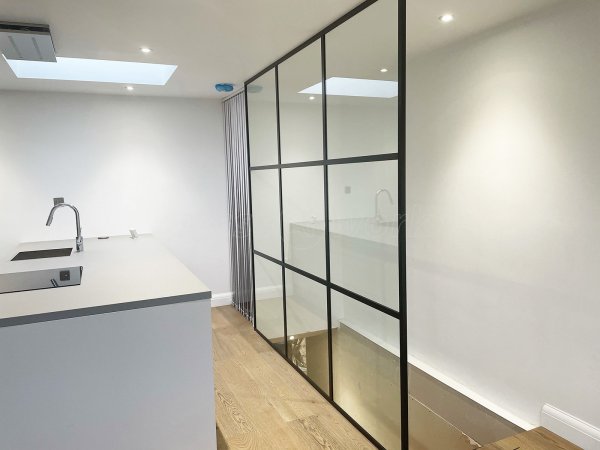 Residential Project (Lee-On-The-Solent, Hampshire): Slimline T-Bar Industrial-Style Open-Ended Glazed Wall For A Stairwell